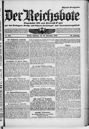 Der Reichsbote vom 16.11.1920