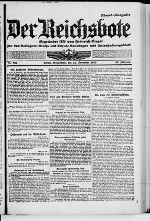 Der Reichsbote vom 27.11.1920