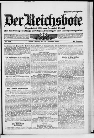 Der Reichsbote vom 29.11.1920