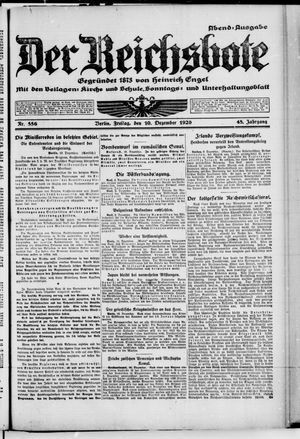 Der Reichsbote vom 10.12.1920