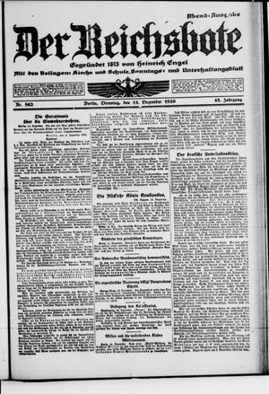Der Reichsbote vom 14.12.1920