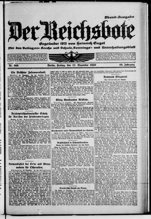 Der Reichsbote vom 17.12.1920