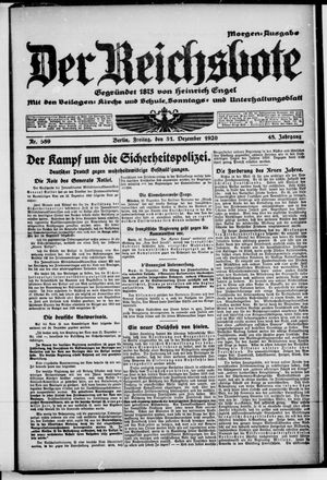 Der Reichsbote vom 31.12.1920