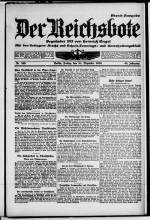 Der Reichsbote vom 31.12.1920