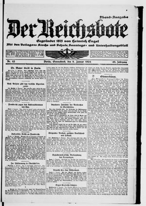 Der Reichsbote vom 08.01.1921