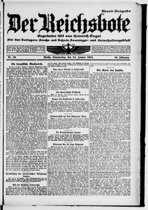 Der Reichsbote vom 13.01.1921