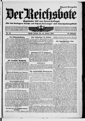 Der Reichsbote on Jan 14, 1921