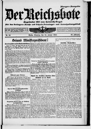 Der Reichsbote on Jan 16, 1921