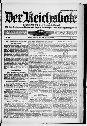 Der Reichsbote on Jan 21, 1921