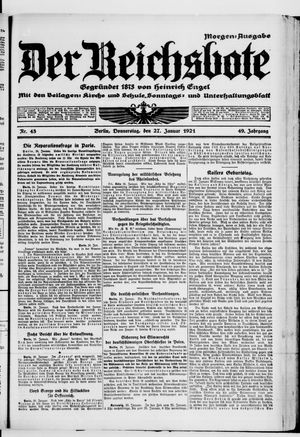 Der Reichsbote on Jan 27, 1921