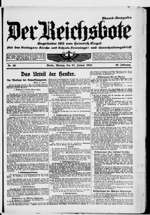 Der Reichsbote vom 31.01.1921