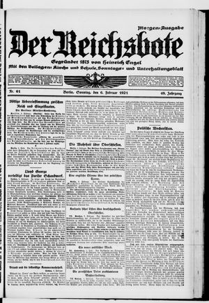 Der Reichsbote vom 06.02.1921
