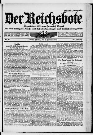 Der Reichsbote vom 07.02.1921