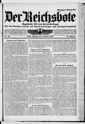 Der Reichsbote on Feb 9, 1921