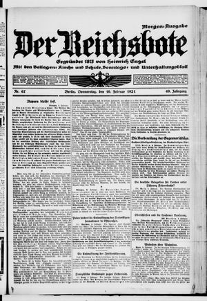Der Reichsbote vom 10.02.1921