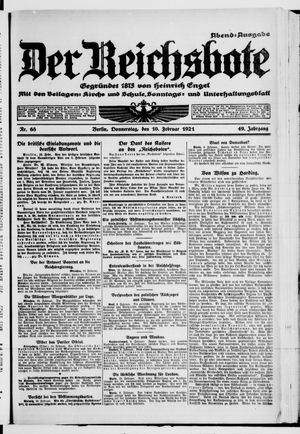 Der Reichsbote vom 10.02.1921
