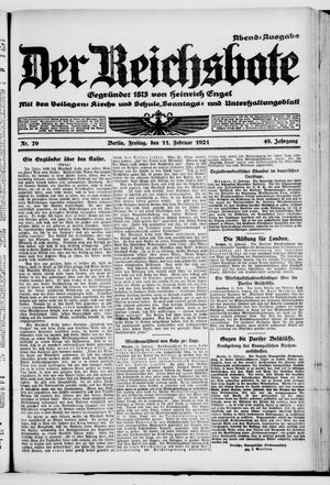 Der Reichsbote on Feb 11, 1921
