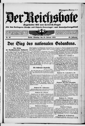 Der Reichsbote vom 22.02.1921