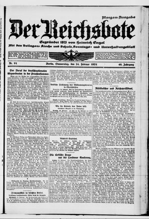 Der Reichsbote on Feb 24, 1921