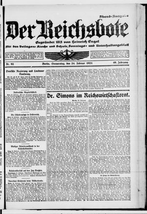 Der Reichsbote vom 24.02.1921