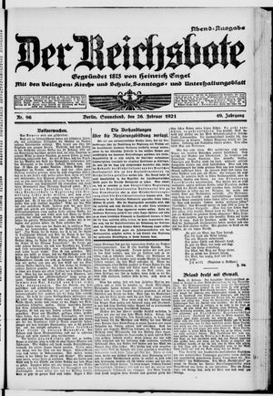 Der Reichsbote on Feb 26, 1921