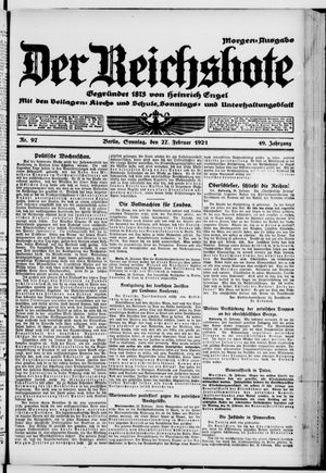 Der Reichsbote on Feb 27, 1921
