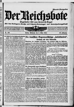 Der Reichsbote on Mar 2, 1921