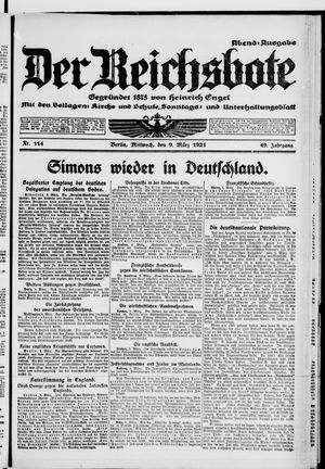Der Reichsbote vom 09.03.1921