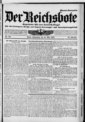 Der Reichsbote on Mar 10, 1921