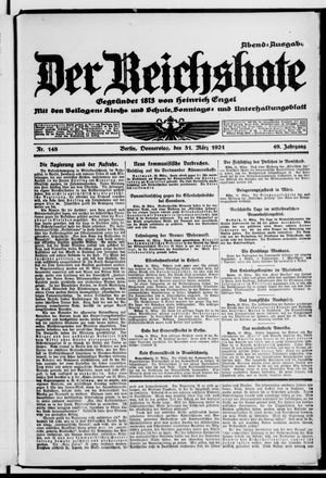 Der Reichsbote on Mar 31, 1921