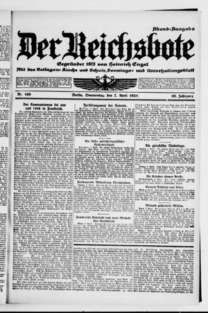 Der Reichsbote vom 07.04.1921