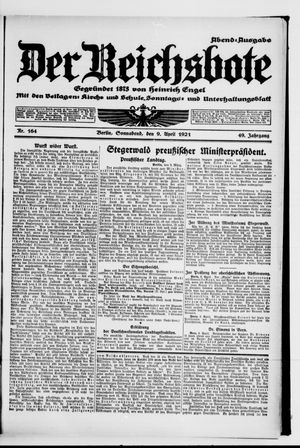 Der Reichsbote vom 09.04.1921