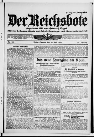 Der Reichsbote on Apr 10, 1921