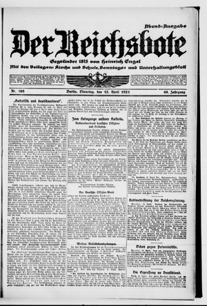 Der Reichsbote on Apr 12, 1921
