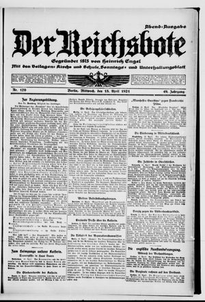 Der Reichsbote on Apr 13, 1921