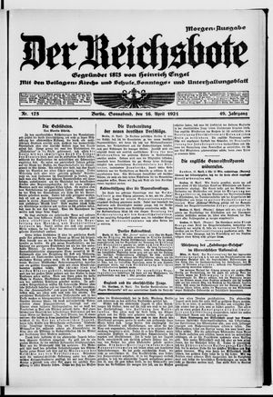 Der Reichsbote on Apr 16, 1921