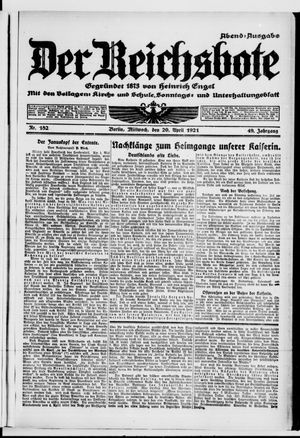 Der Reichsbote on Apr 20, 1921