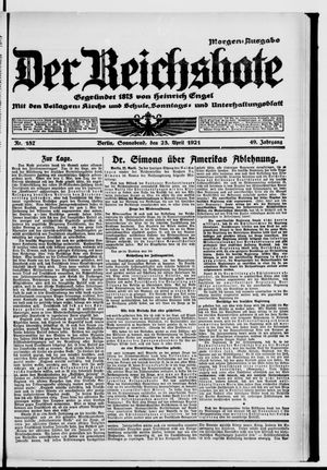 Der Reichsbote on Apr 23, 1921