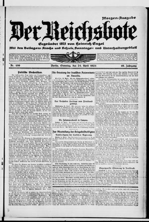 Der Reichsbote vom 24.04.1921