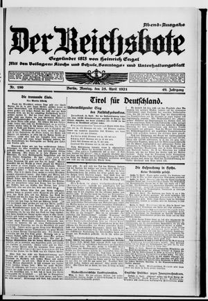 Der Reichsbote vom 25.04.1921