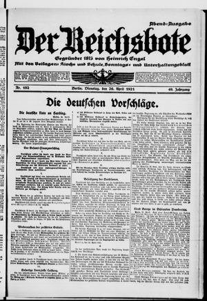 Der Reichsbote vom 26.04.1921