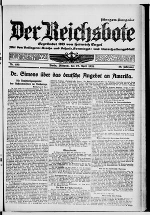Der Reichsbote vom 27.04.1921