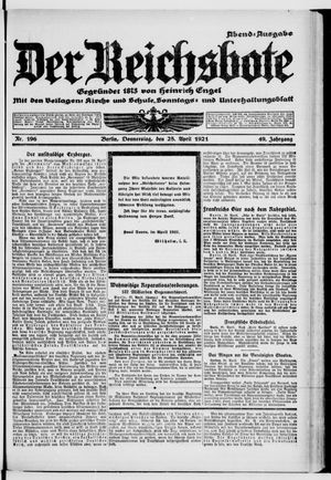 Der Reichsbote vom 28.04.1921