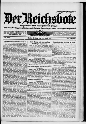 Der Reichsbote on Apr 29, 1921