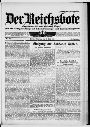 Der Reichsbote on May 3, 1921