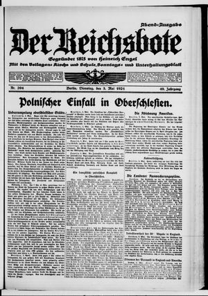 Der Reichsbote on May 3, 1921