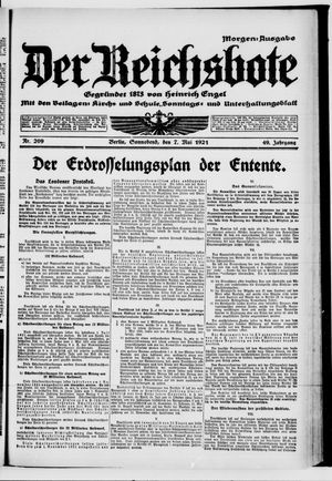 Der Reichsbote on May 7, 1921