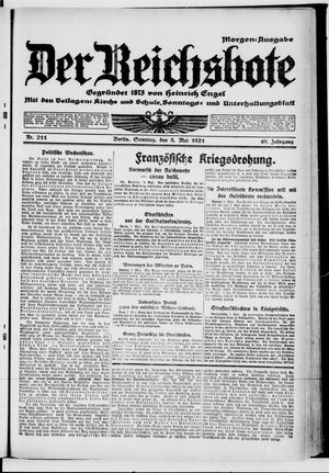 Der Reichsbote on May 8, 1921