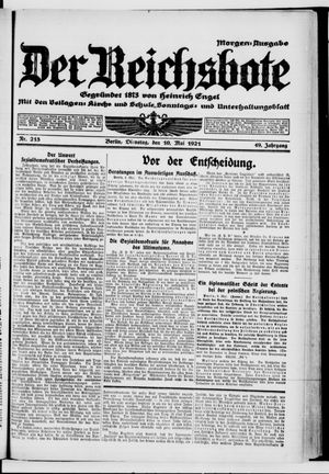 Der Reichsbote on May 10, 1921