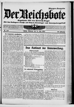 Der Reichsbote on May 11, 1921
